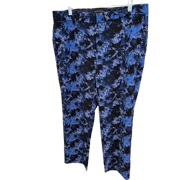 BANANA REPUBLIC Blue Floral Ankle Stretch Avery Pants Size 8 - Picture 1 of 4